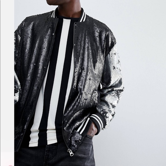 ASOS Jackets & Blazers - Asos Sequin Varsity Bomber Jacket